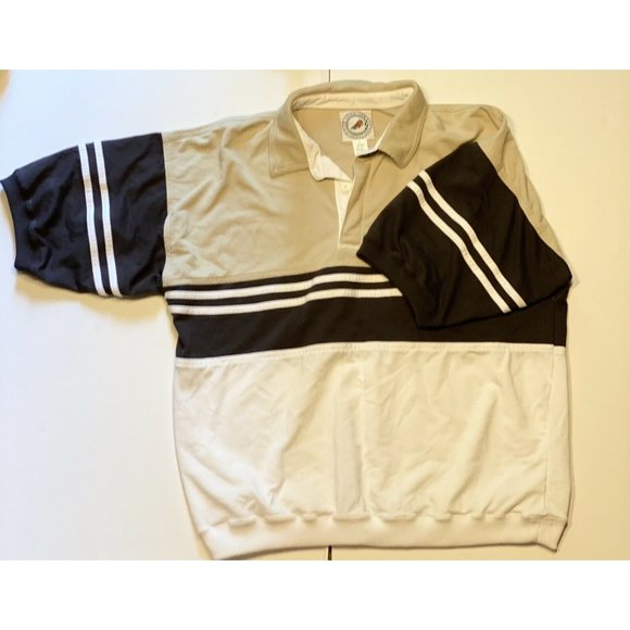 Vtg 80s Greenline International Striped Polo XL Tan/brown Sport Color Block - Picture 1 of 5